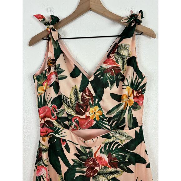 Sam Edelman Sleeveless Flamingo Print Midi Dress Tropical Vacation Size 8 - Picture 2 of 6